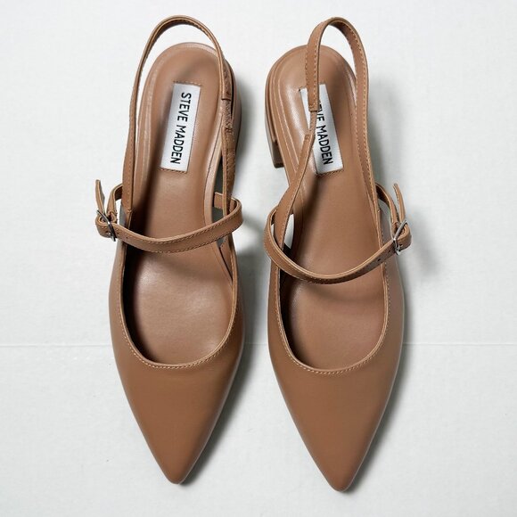 New in Box Steve Madden Christyy Tan Slingback Block Heel Pumps Women’s Size 8.5 - Picture 3 of 8